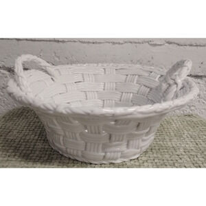 Harry and David Handmade Porcelain Woven Basket White Wedding Gift